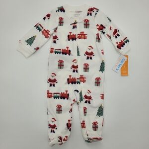 Carter's Just One You Sleeper Holiday Santa Train Footie 2 Way Zip Size 9mo NEW